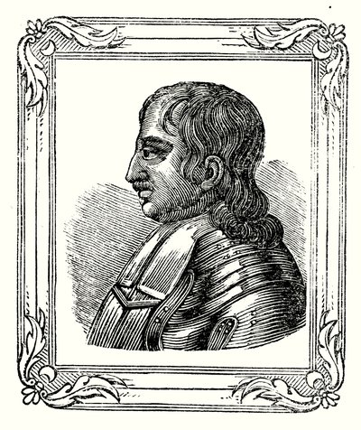Oliver Cromwell was born in 1599, made Protector in 1653, and died in 1658 by English School
