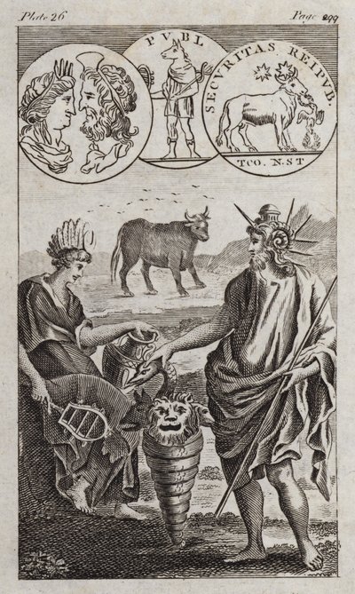 Osiris, Apis, Serapis (engraving) by English School
