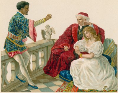 Othello Talking to Desdemona and Her Father by English School