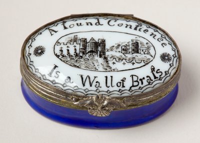 Oval patch box with white porcelain lid by English School