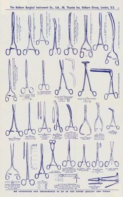 Page from Surgical instrument catalogue, c.1900 by English School