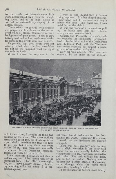 Page from magazine article about an imaginary Snow-bound London by English School