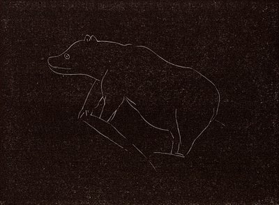 Palaeolithic etching of a cave bear by English School