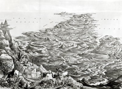 Panoramic view of India from the Himalaya Mountains, designed by T. Packer (1857) by English School