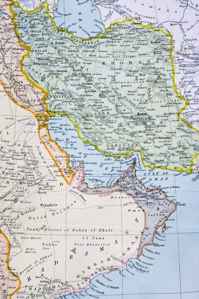 Partial Map of the Middle East Showing the Red Sea, Persian Gulf and Horn of Africa in the 1890s, from 