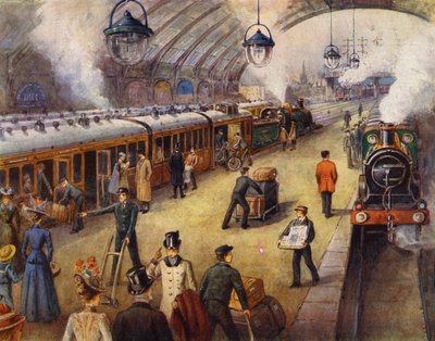 Passengers on the platform before the train