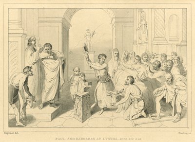 Paul and Barnabas at Lystra, Acts XIV, 8-18 by English School