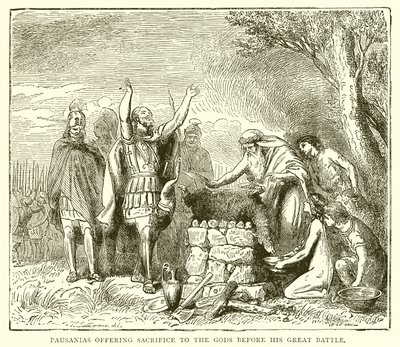 Pausanias Offering Sacrifice to the Gods before His Great Battle by English School