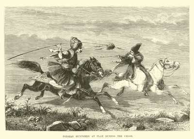 Persian huntsmen at play during the chase by English School