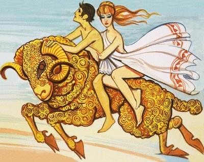 Phrixus and Helle Rescued by a Flying Ram with a Golden Fleece by English School