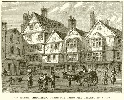 Pie Corner, Smithfield, Where the Great Fire Reached Its Limits by English School