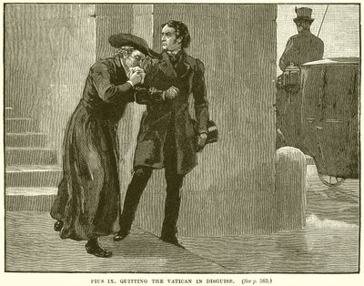 Pius IX quitting the Vatican in Disguise by English School