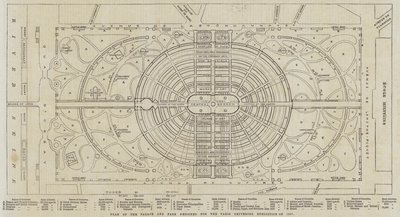 Plan of the Palace and Park designed for the Paris Universal Exhibition of 1867 by English School