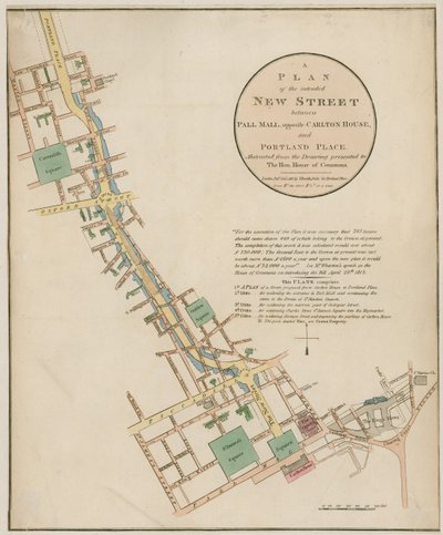 Plan of the Intended New Street (Regent Street) Between Pall Mall and Portland Place by English School