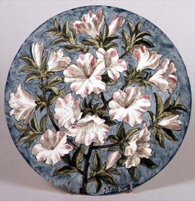 Plate with Azaleas, Exhibited at the Paris Exhibition by English School