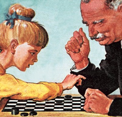 Playing draughts or checkers by English School