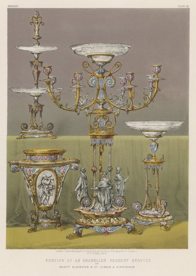 Portion of an Enamelled Dessert Service by English School