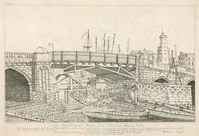 Portion of the Old London Bridge, Drawn in 1826 During Construction Works by English School