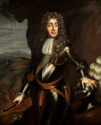 Portrait of James II in armour by English School