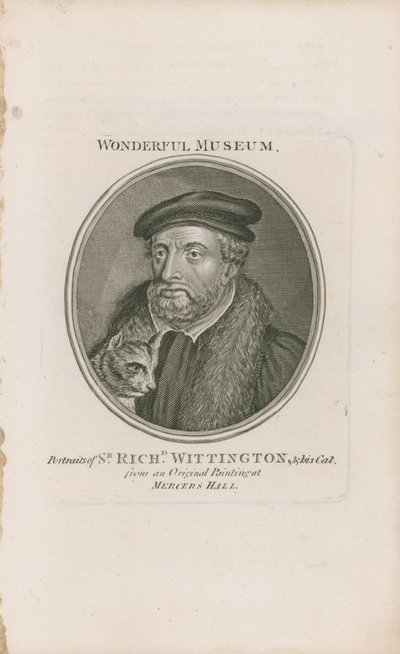 Portrait of Sir Richard Whittington and his cat by English School
