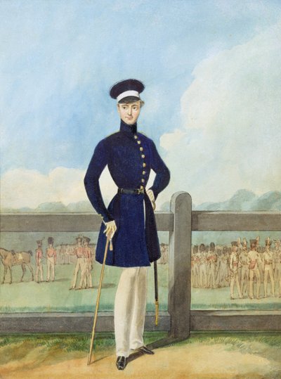 Portrait of a British Officer in undress frock coat and forage cap by English School