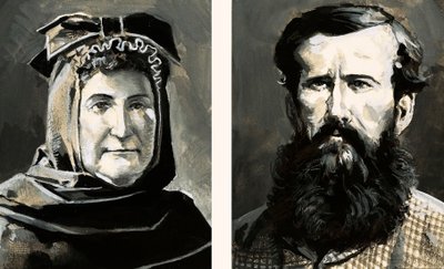 Portraits of Richard Burton and his wife, Isabel by English School