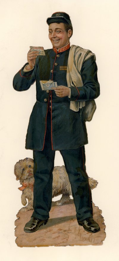 Postman and dog by English School