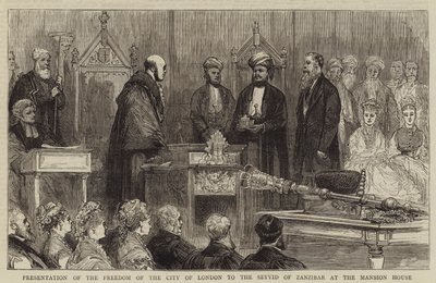 Presentation of the Freedom of the City of London to the Seyyid of Zanzibar at the Mansion House by English School