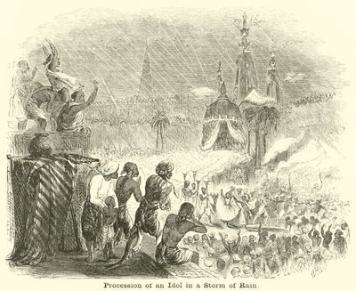 Procession of an Idol in a Storm of Rain by English School