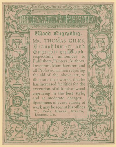 Promotional Card for Thomas Gilks, Draughtsman and Engraver on Wood by English School