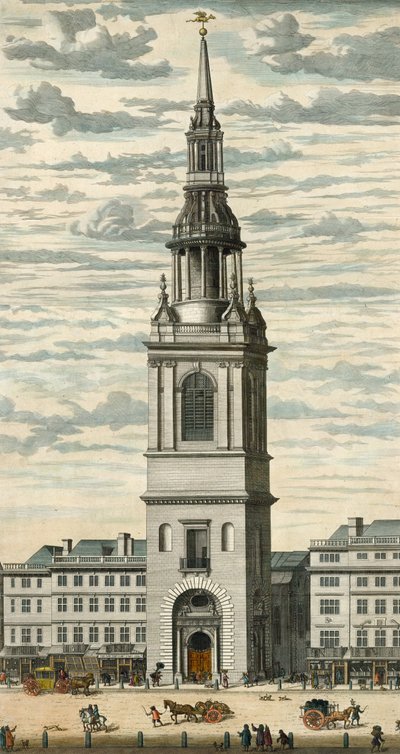 Prospect of Bow Church and Steeple in Cheapside, London by English School