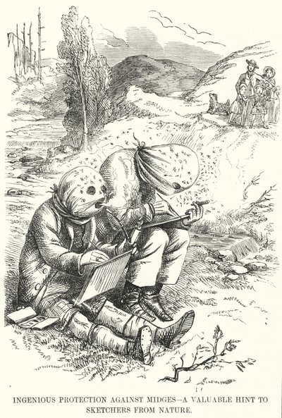 Ingenious Protection Against Midges - A Valuable Hint to Sketchers from Nature by English School