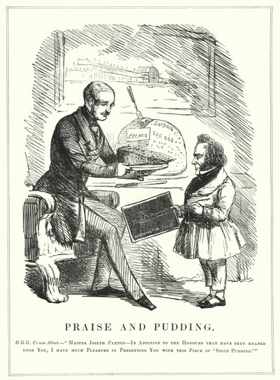 Praise and Pudding: Prince Albert Rewarding Joseph Paxton for Designing the Crystal Palace to House the Successful Great Exhibition of 1851 in Hyde Park, London by English School