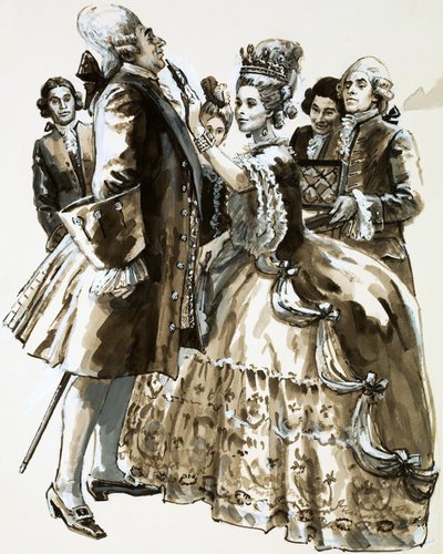 Queen Matilda pins the Order of Matilda on Dr Struensee by English School