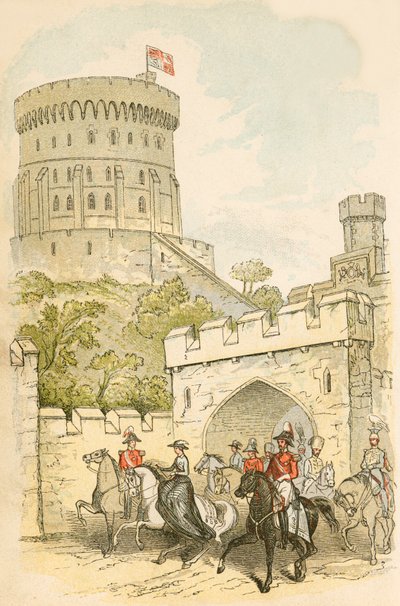 Queen Victoria Riding Out of Windsor Castle by English School