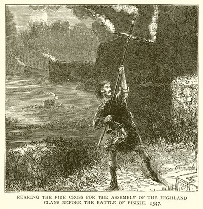 Rearing the Fire Cross for the Assembly of the Highland Clans before the Battle of Pinkie, 1547 by English School