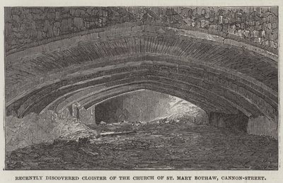 Recently discovered Cloister of the Church of St Mary Bothaw, Cannon-Street by English School