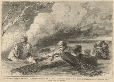 Refugees from White Rock, County Michigan, Seeking Safety from Fire in Water by English School