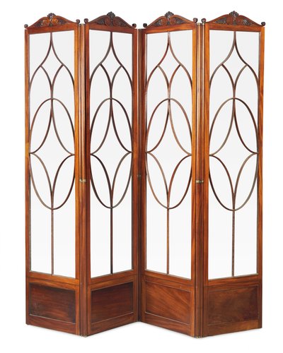 Regency four fold screen with foliate cresting, c.1815 by English School