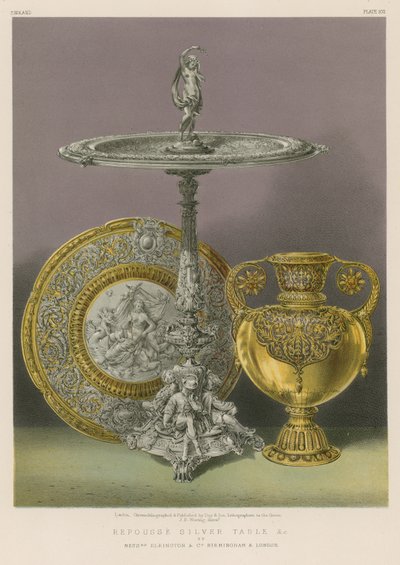 Repousse Silver Table by English School