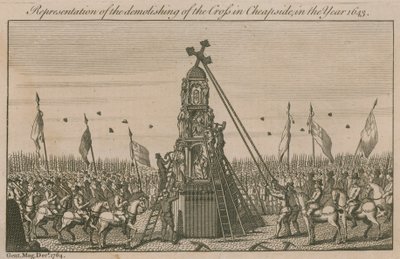 Representation of the demolishing of the cross in Cheapside in the year 1643 by English School