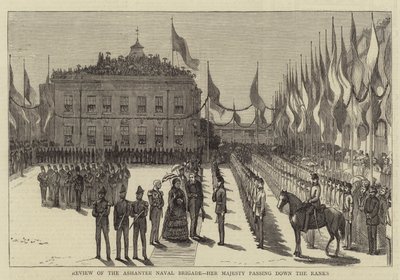 Review of the Ashantee Naval Brigade, Her Majesty passing down the Ranks by English School