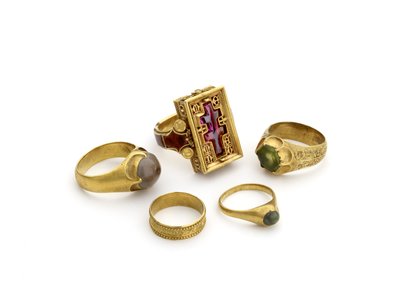 Rings from the Thame Hoard found in the River Thame, terminal date 1457 by English School