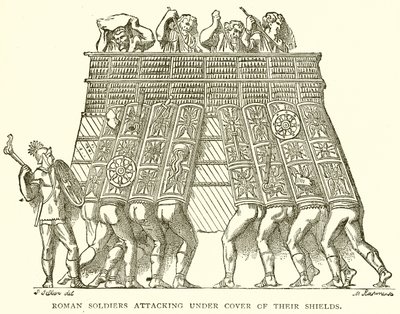 Roman Soldiers attacking under cover of their Shields by English School