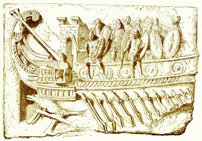 Roman Galley, Illustration from History of Rome by Victor Duruy, Published 1884 by English School