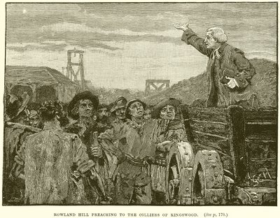 Rowland Hill preaching to the Colliers of Kingswood by English School