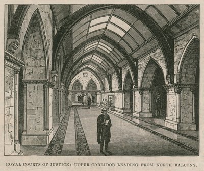 Royal Courts of Justice: Upper Corridor Leading from the North Balcony by English School