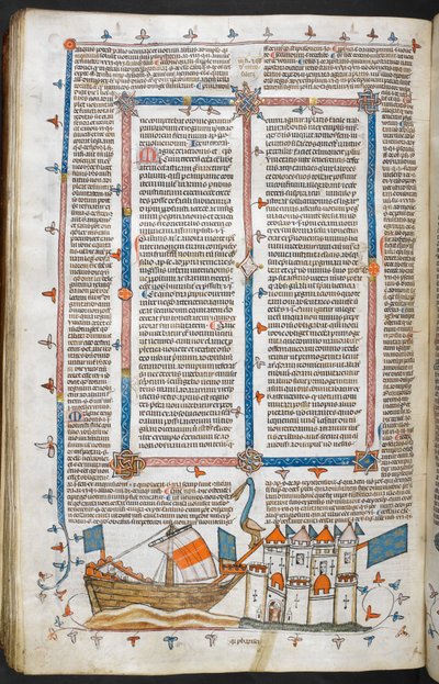 Naval attack and Marginal Decoration, illustration from 