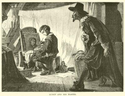Reuben and his master (engraving) by English School