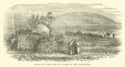 Ruins at Nain, Mount Tabor in the Distance by English School